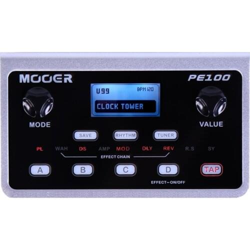 MOOER PE100 Multi-effects Processor Guitar Effect Pedal 39 Types Effects Guitar Pedal 40 Drum Patterns 10 Metronomes Tap Tempo