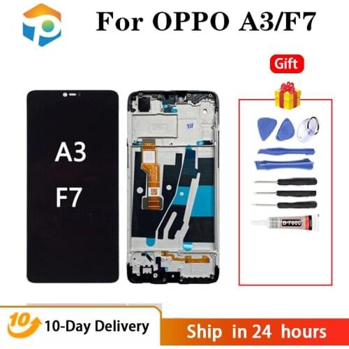 Tested AAA For Oppo F7 LCD For Oppo A3 Display Touch Screen Digitizer Assembly Replacement With Frame 6.23 inch Black