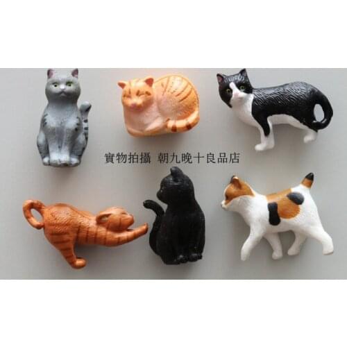Super mini pvc figure SimulationThe simulation model toy small cats 6pcs/set sticker