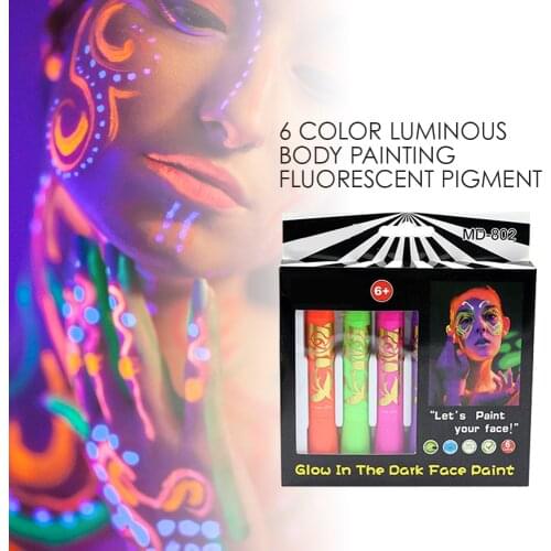 6 Color Luminous Body Painting Fluorescent Pigment Facial Body Painting Crayon Washable Luminous Pigment Party Painting Props