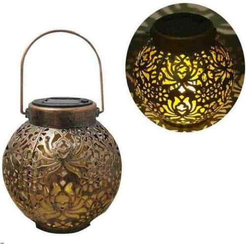 Outdoor Solar Lantern Light Hollowed-out Design Decorative Metal Hanging Led Solar Light Solar Garden Light