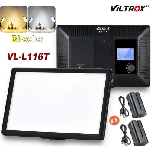VILTROX L116T 15W Ultra thin Portable Key LED Video Light 3300K-5600K DSLR Photographic Studio Lighting for Camera With Battery