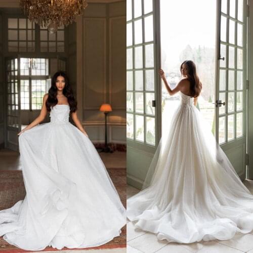 Gorgeous Very Lush White Bridal Dresses Tulle Ruffles Flounce Wedding A Line Gowns Lace Up Formal Party Dress