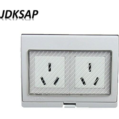 IP55 Waterproof Socket CE Outdoor Wall Moisture-Proof Dust-Proof Power Supply Dual Socket 250V16A Electric Plug Socket Grounding