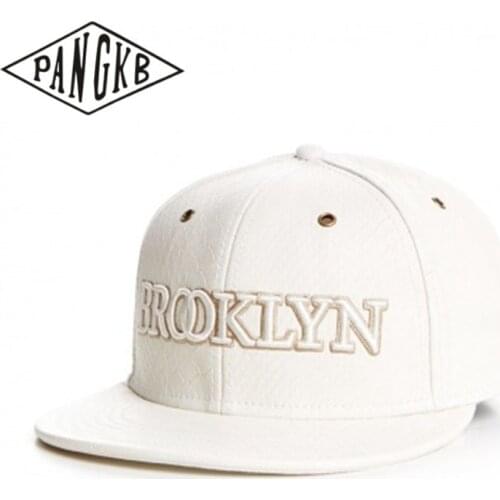 PANGKB Brand BK BROOKLYN CAP Solid white anaconda leather headwear snapback hat adult outdoor casual sun baseball cap bone
