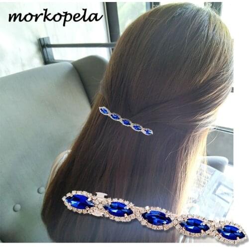 Morkopela Crystal Barrettes Hair Clip Women Fashion Colorful Hairpin Jewelry Banquet Rhinestone Hair Clips Accessories