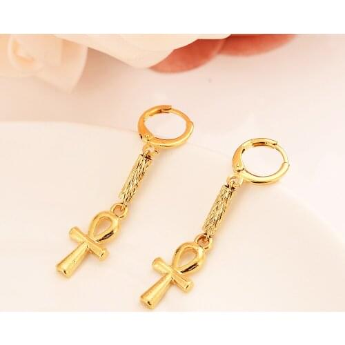Gold beads Egypt cross drop earring Ethiopian/Nigeria/Kenya /Ghana GoldDubai african Arab Middle Eastern Jewelry Mom Gifts