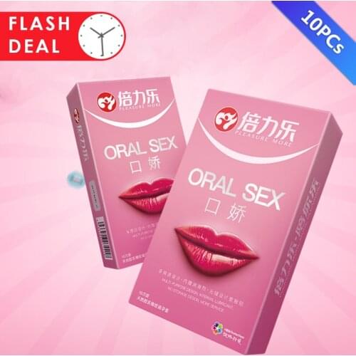 10Pcs/Box Women Mouth Oral Sex Condom Penis Sleeve Oral Sex Blowjob Natural Latex Condoms for Adults Sex Toys Smooth Peach Taste