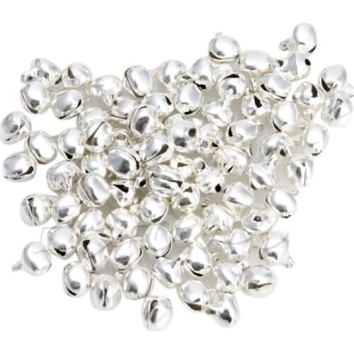 100pcs Silver Bell Craft Jewelry Wedding Pendants 6mm Beads for Lady Birthday Men Mom Friend Gift Box