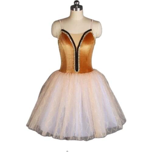 20159 brown velvet bodice mid length Romantic tutu girl & women stage performance dance costume new arrival dance tutu