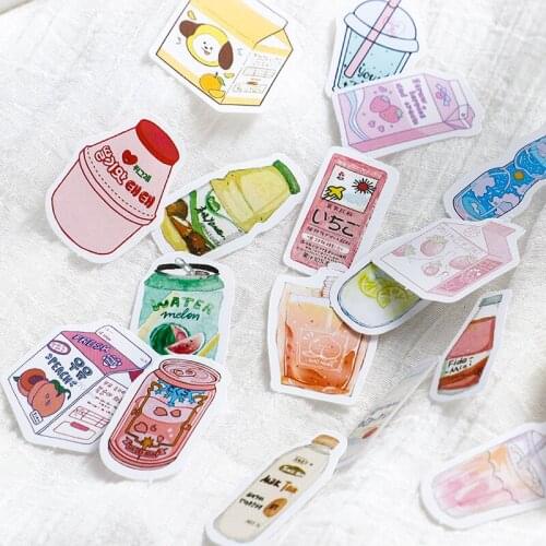 50Pcs/box Cute Colorful Drink Bottle Stickers Scrapbooking Diary Journal Decorative Stickers Aesthetic Stationery Supplies