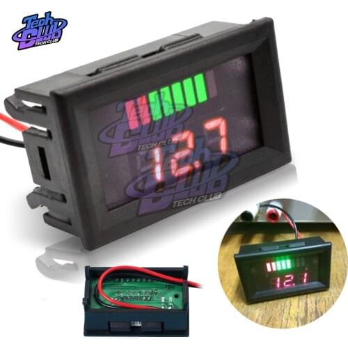 12V Car Lead Acid Battery Charge Level Indicator Battery Tester Lithium Battery Capacity Meter LED Tester Voltmeter Dual Display