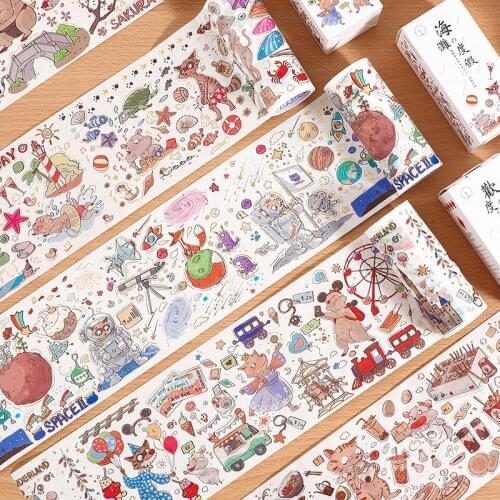 1 Roll Washi Paper Tape Animal Rhapsody Series Bronzing Hand Account Journal Material Decorative DIY Washi Stickers