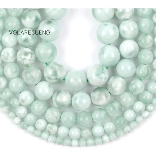 4/6/8/10/12mm Natural Green Angelite Stone Beads Spacer Beads For Jewelry Making DIY Needlework Bracelet Necklace Accessories