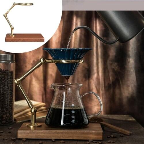 Wood&Copper Pour Over Tea Coffee Dripper Holder Stand Adjustable Cookware