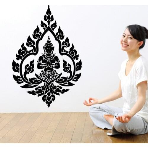 Indian Zen Meditation Vinyl Wall Decals Buddha Buddhism Wall Sticker Home Room Art Decorative Removable Wall Mural Y-797