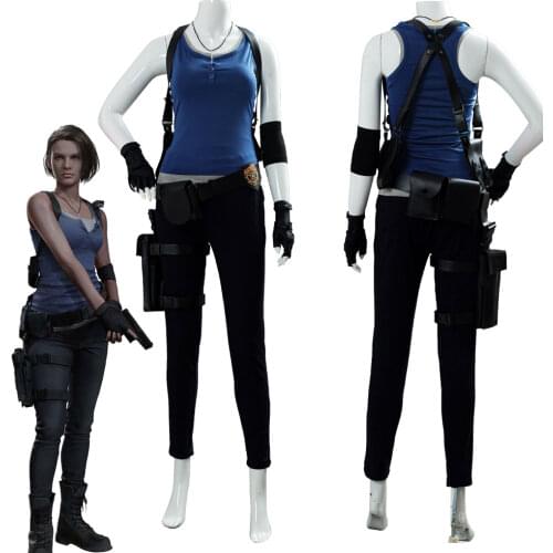Resident Jill Valentine Cosplay Costume Women Top Pants Outfits Halloween Carnival Costumes