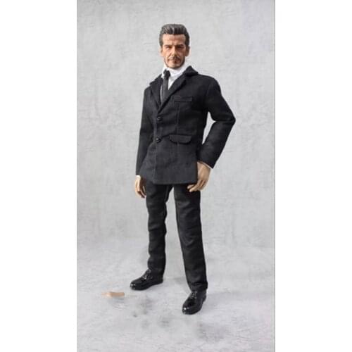 1/6 Scale Male Western Style Black Suit Uniform Clothes Coat Shirt Pants Tie Set F 12'' Action Figure