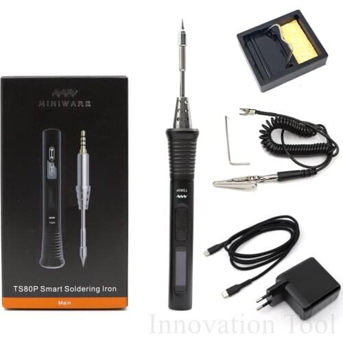 Mini TS80P Digital Soldering Iron Adjustable Temperature Portable Electric Solder Station OLED Display USB Type C QC3 PD2.0