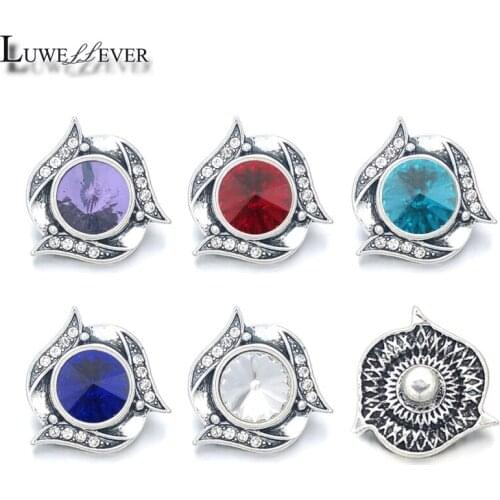 Fashion Flower w171 Crystal 3D 18mm Metal Snap Button For Bracelet Necklace Interchangeable Jewelry Women Accessorie Findings