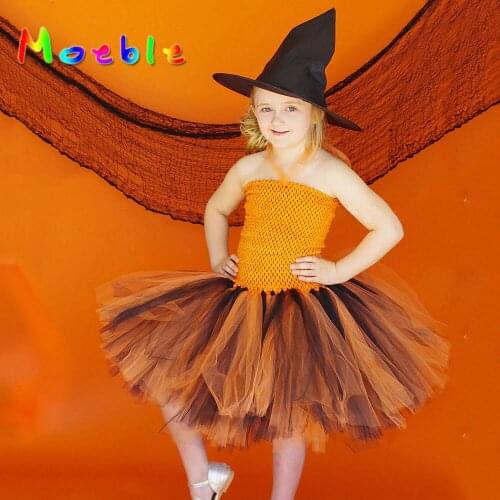 Moeble girl tutu dress Children night Cosplay baby girl Clothing Chirldren Chrismas Costume Kids Orange girls halloween costumes