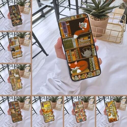 Soft Phone Case Silicone For Samsung Galaxy A5 A7 2018 A6 A8 Plus Cat Book Cute Back Cover For Samsung A3 A5 A7 2016 2017 Case