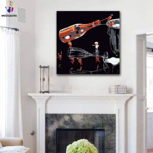 DIY colorings pictures by numbers with colors Wine bottle cartoon character picture drawing painting by numbers framed Home
