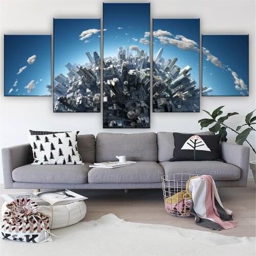 Canvas Wall Art 5 Piece Prints Spherical City Posters Modern Modular Wall Mounted Decor Home Living Room Decoration Paintings