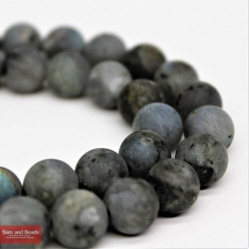 Natural Stone Dull Polish Matte Black Spectrolite Labradorite Stone For DIY Bracelet Necklace 4-12mm MBLB01