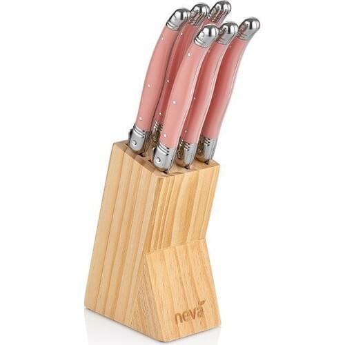 Neva N2574 Sweet 6'Lı Mini knife Set Pink Stand Special stainless steel fruit and vegetable peelers multi-purpose knife