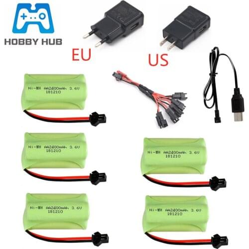 Ni-MH 3.6V 2400mAh Battery +3.6v charger For Rc toy Car Boat Gun Tank Train Robot AA 3.6v 700mah Rechargeable Battery Pack