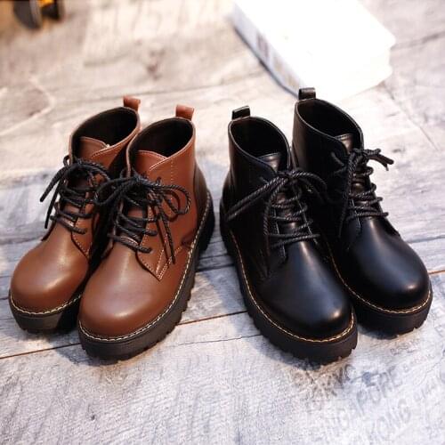 2021 Autumn and Winter New Fashion Martin Boots Female Round Toe British Style Short Boots Retro Locomotive Single Boots