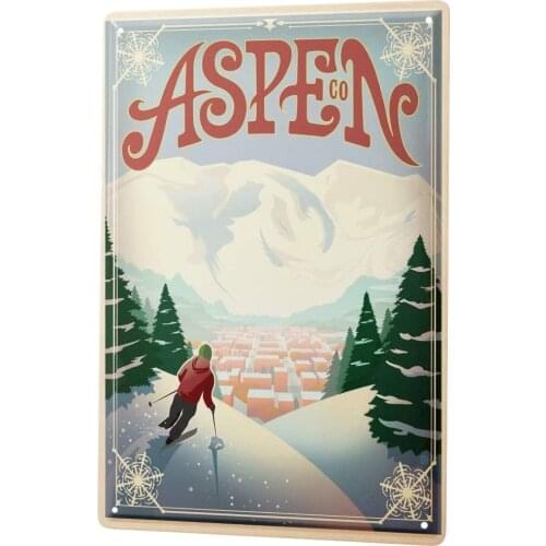 SINCE 2004 Tin Sign Metal Plate Decorative Sign Home Decor Plaques World Tour Aspen ski Area Skiers Switzerland Metal Plate
