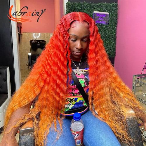 30 Inch Highlight Ginger HD Lace Frontal Wig Deep Wave Full Ombre 613 Colored Lace Front Human Hair Wigs Woman Body Wave 13x6