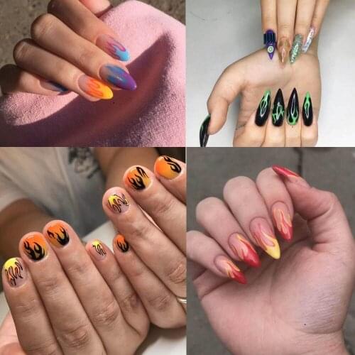 1pcs Colorful 3D Fire pattern Nail Transfer Sticker Flame Nail Vinyls Stencil Adhesive Manicure Tips Nail Art Decorations Decals