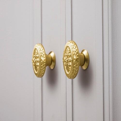 Luxury Solid Brass Handle Oval Flower Shaped Drawer Wardrobe Shoe Cabinet Cupboard Knob Pure Copper Golden Furniture Handles