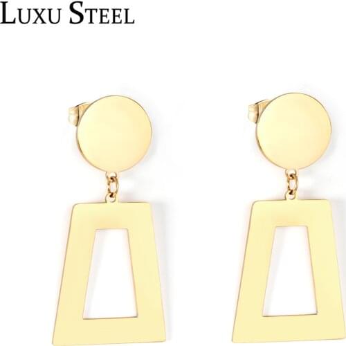 LUXUSTEEL Earrings 2021 Stainless Steel Gold Color Long Drop Earrings Women Accessoies Brincos Chic Style Round Earrings Party