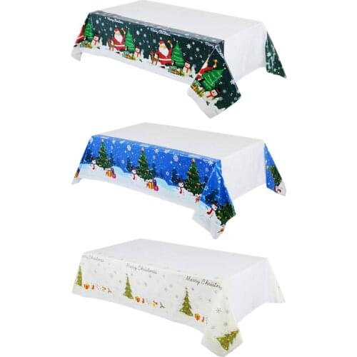 Christmas Table Cover Rectangular Disposable Tablecloth Waterproof Party Table Anti -Dust Covers New Year Party Using 137*274cm