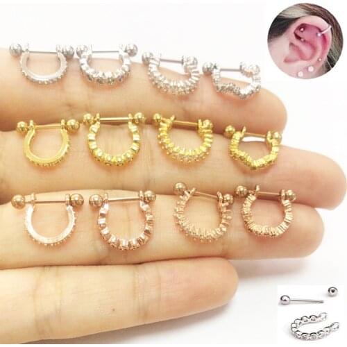 Earring Surgical Steel Hoop Piercing Helix Cartilage Conch Barbell With Cz Hoop Cartilage Lobe Ear Ring Tragus Ring Body Jewelry