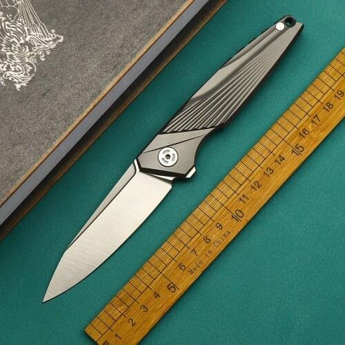 M390 powder steel titanium alloy folding knife EDC high hardness sharp knife field self-defense knife tactical collection knife