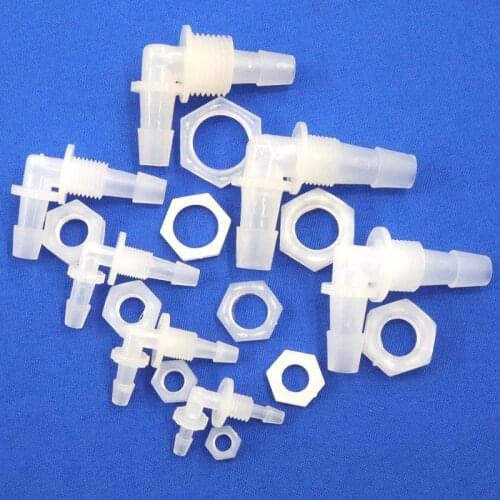 5pcs/lot M6 M8 G/18~G1/2 Thread To 2-12mm PP Pagoda Elbow Connectors Hex Nut Aquarium Fish Tank Air Pump Fittings Hose Joints
