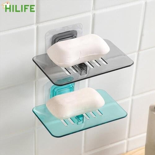 Storage Rack Suction Cup Soap Box Dish Storage Plate Plastic Holder Bathroom Tray Accessories Soap Dish Case Drain Soap Box