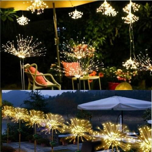 DIY Upgrade Solar Fireworks String Lights for Garden Decoration LED String Christmas Festive Fairy Lights Outdoor Solar Lamps