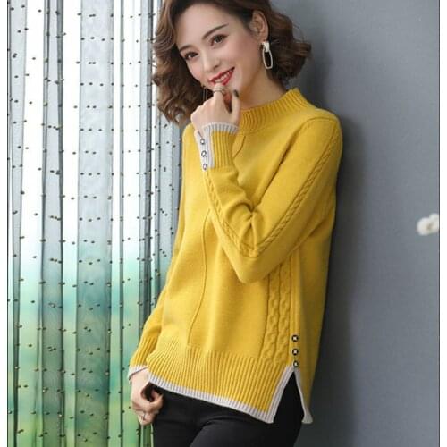 Spring Autumn Cashmere Sweater Women Long-sleeve Thickening Pullover Loose Knitted Turtleneck Sweaters Female Solid Color Tops