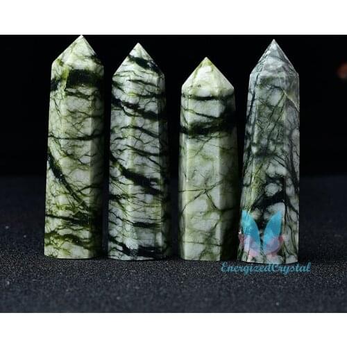 7.5cm Green Jade Crytsal Tower Reiki Healing Meditation Chakra Specimen Points