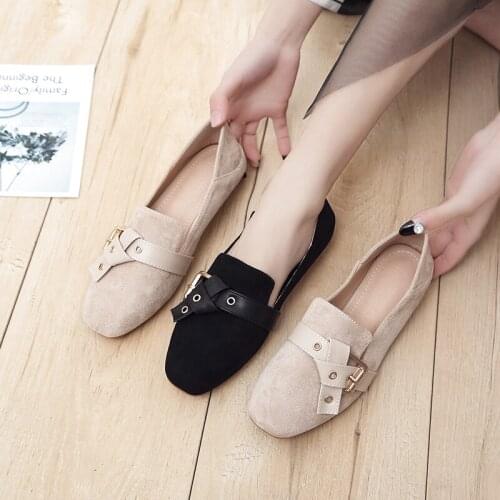 Buckle strap Spring new womens matching square head simple generous wild women shoes 2020 fashion flat shoes non-slip U25-27