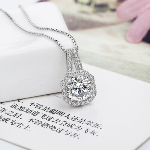 Bohemian Romantic Silver Color Square Crystal Necklaces For Women Trendy Long Charm Necklaces Statement Jewelry Collares
