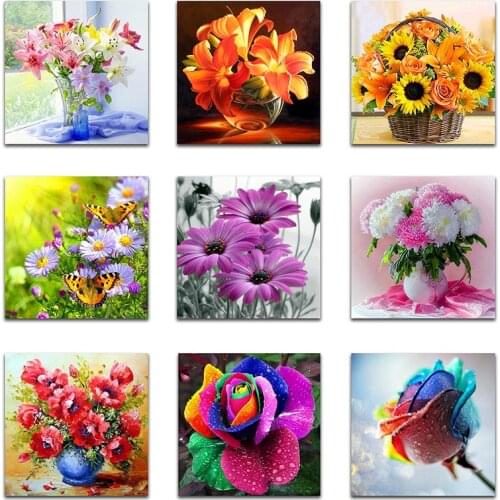 Zooya Full Square/Round Drill 5D Diy Diamond Painting Colored Flowers 3D Embroidery Cross Stitch 5D Home Decor Gift Jq574