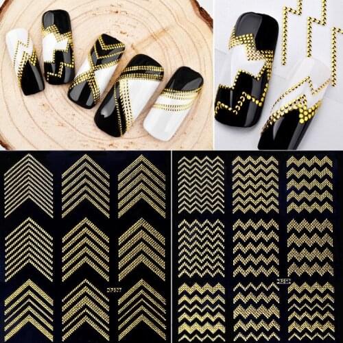 1 Sheet 3D Gold Metal Sticker Flower Decals Adhesive DIY Geometric Line for Nail Tips Designs Foil UV Gel Polish Manicure Tool