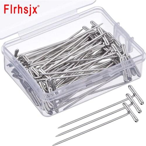 100Pcs 2 Inch T-Shape Straight Pins Stainless Steel Sewing Pins Fine Satin Head Pins for Jewelry Making Quilting Sewing Tools